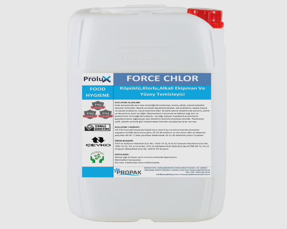 FORCE CHLOR Köpüklü, Klorlı Alkali Temizleme